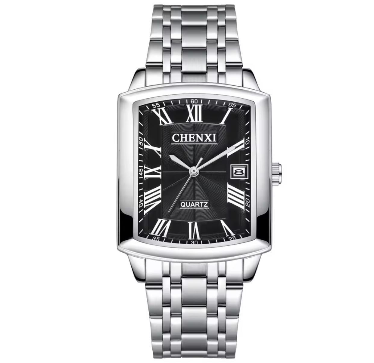 CHENXI 079A Stainless Steel Water Resistant Couple Watch - Silver Black