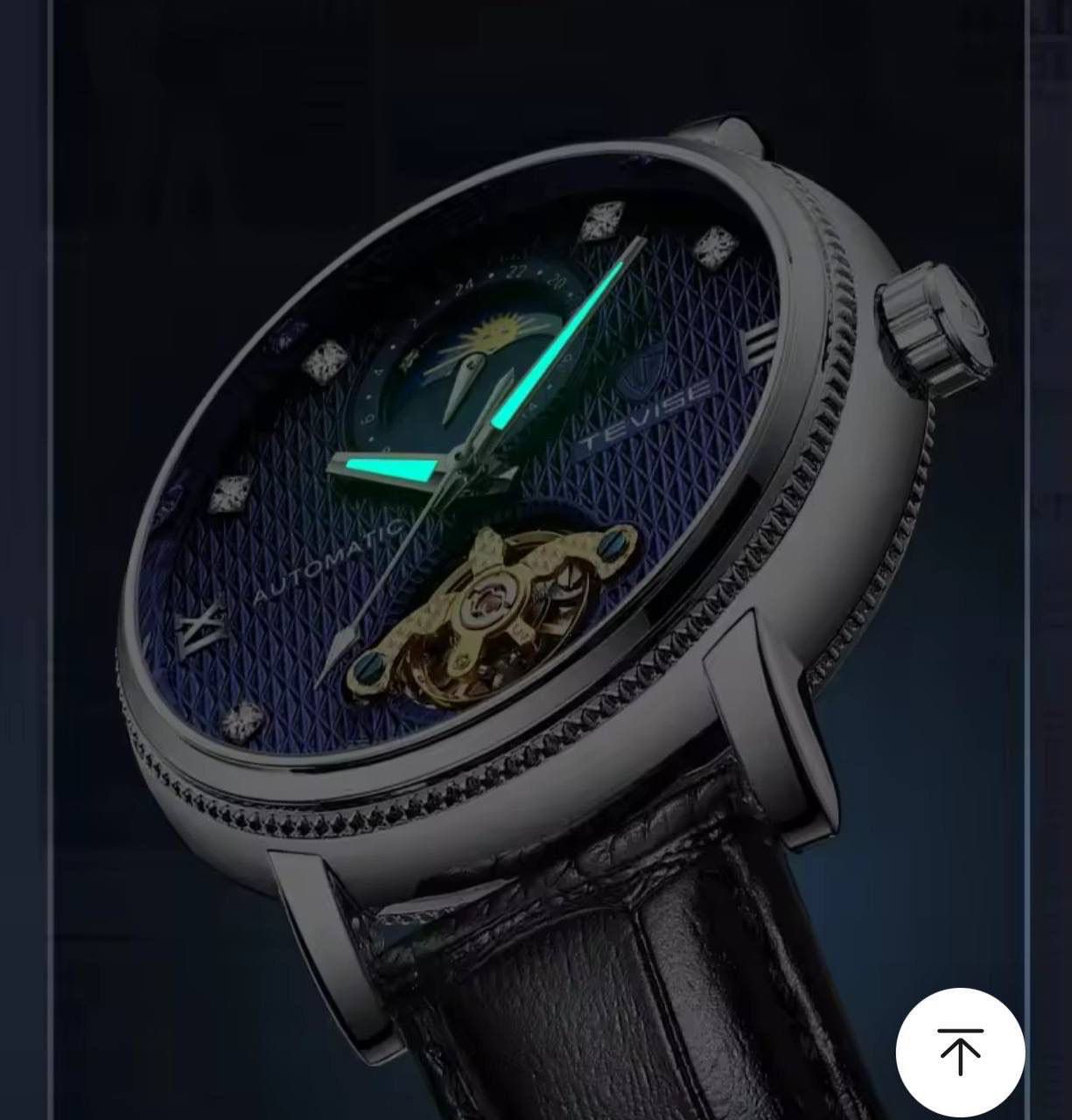 TEVISE MOON PHASE Automatic Genuine Leather Men's Watch