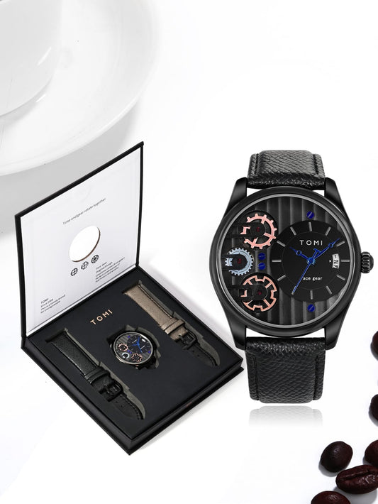 TOMI Water Resistant Original Leather Straps Men's Watch