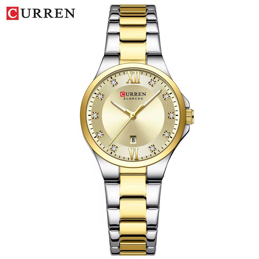 CURREN 9107 Diamond Scale Waterproof Luminous Ladies Watch - 2T Gold