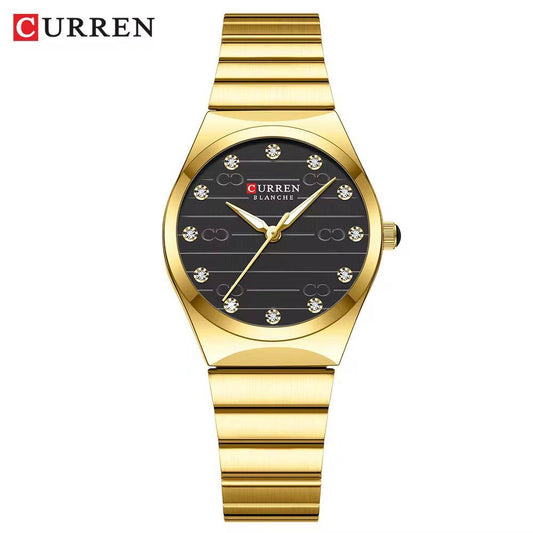 CURREN 9110 Elegant Stainless Steel Water Resistant Ladie's Watch - Gold Black