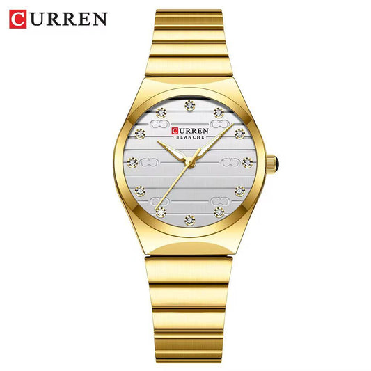 CURREN 9110 Elegant Stainless Steel Water Resistant Ladie's Watch - Gold White
