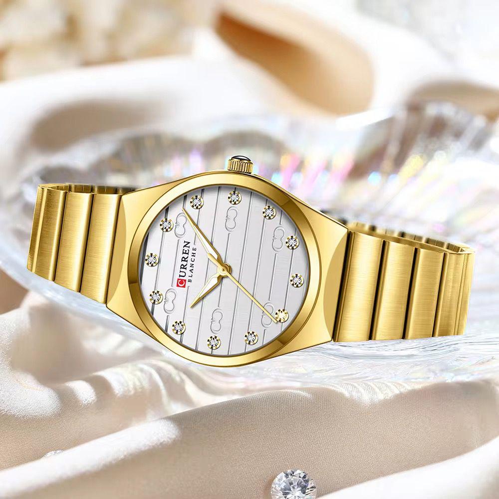 CURREN 9110 Elegant Stainless Steel Water Resistant Ladie's Watch - Gold White