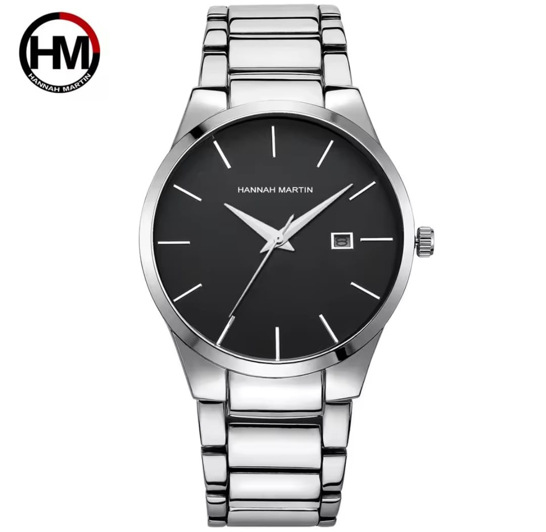 HANNAH MARTIN WaterProof Stainless Steel Couple Watch - Silver Black
