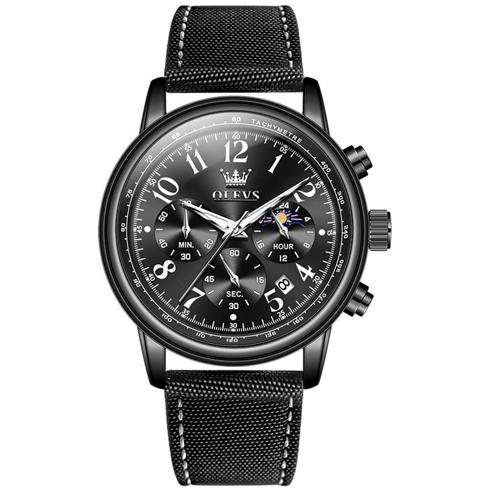 OLEVS Chronograph Canvas/Leather Strap Men's Watch