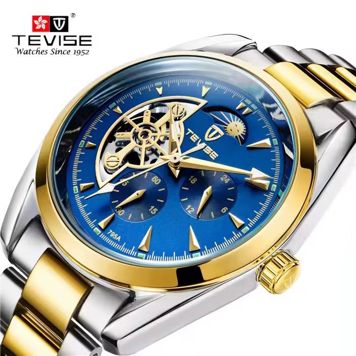 TEVISE 795A Automatic Mechanical Stainless Steel Men's Watch Blue