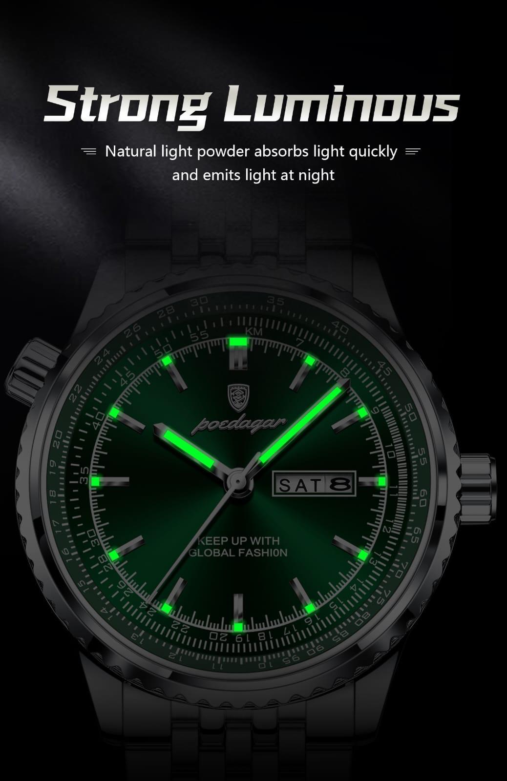 Poedagar Water Proof Luminous Stainless Steel Men's Watch