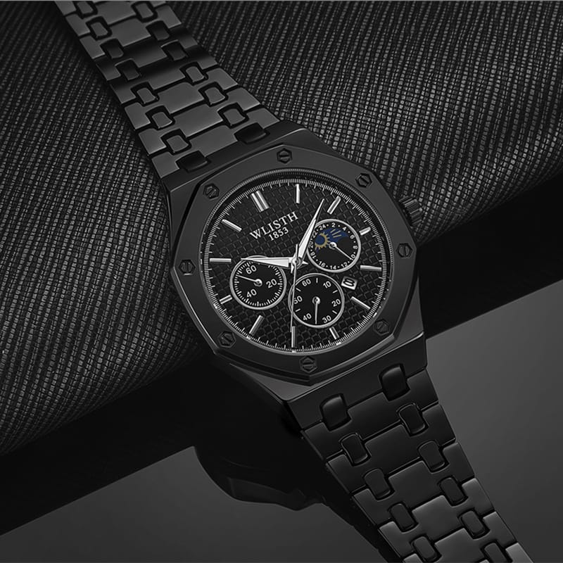 WLISTH Stainless Steel Water Resistant Couple Watch 6149 - Black