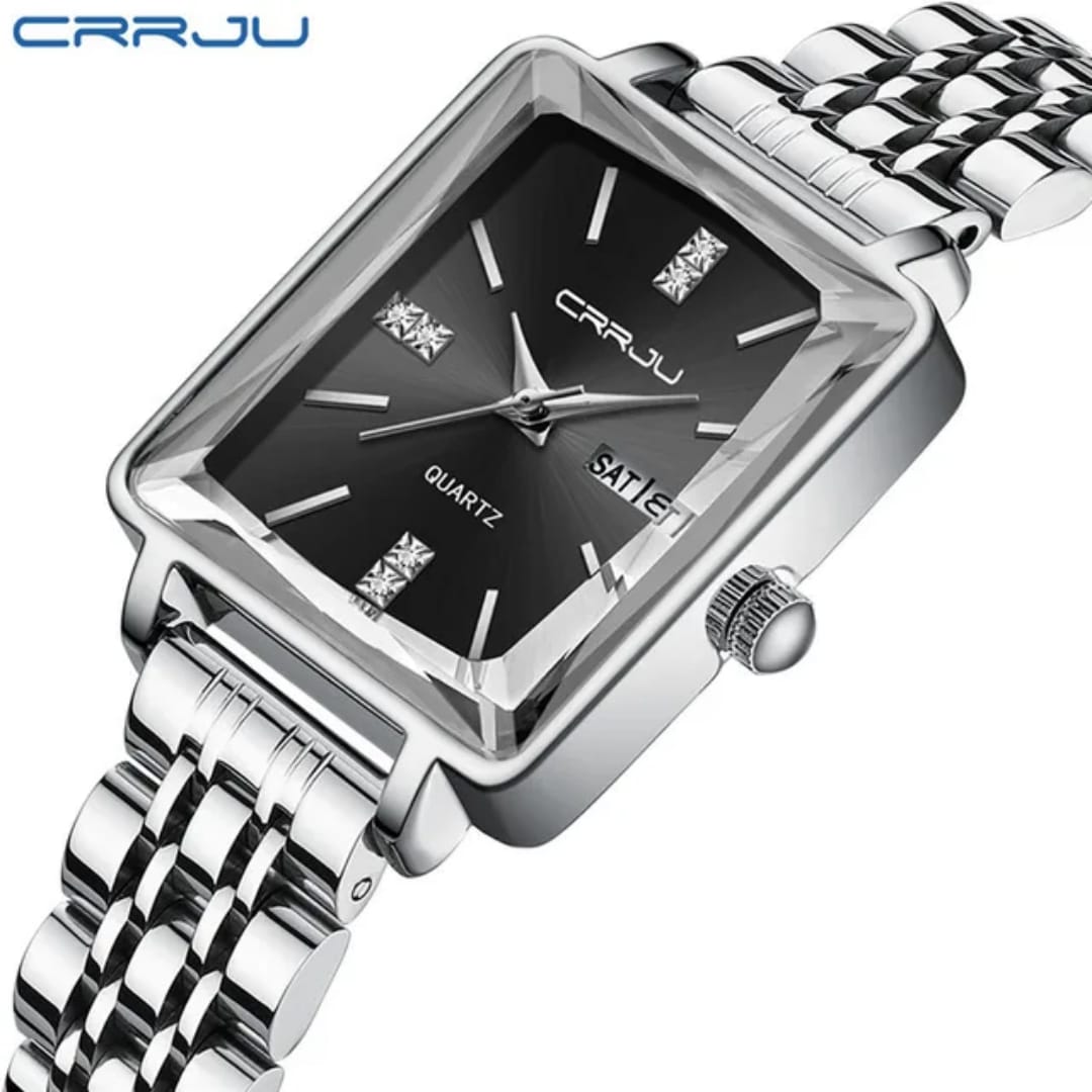 CRRJU 5012 Stainless Steel Water Resistant Ladies Watch - Silver Black
