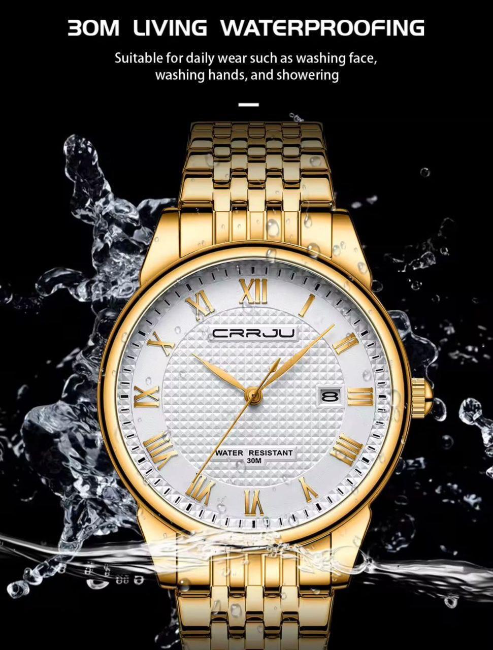 CRRJU 5010 Water Resistant Stainless Steel Men's Watch - Silver
