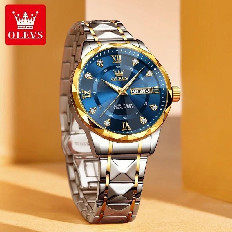 OLEVS 5609 Water Proof Stainless Steel Men's Watch - 2T Blue