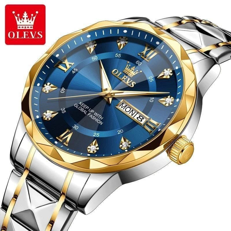 OLEVS 5609 Water Proof Stainless Steel Men's Watch - 2T Blue
