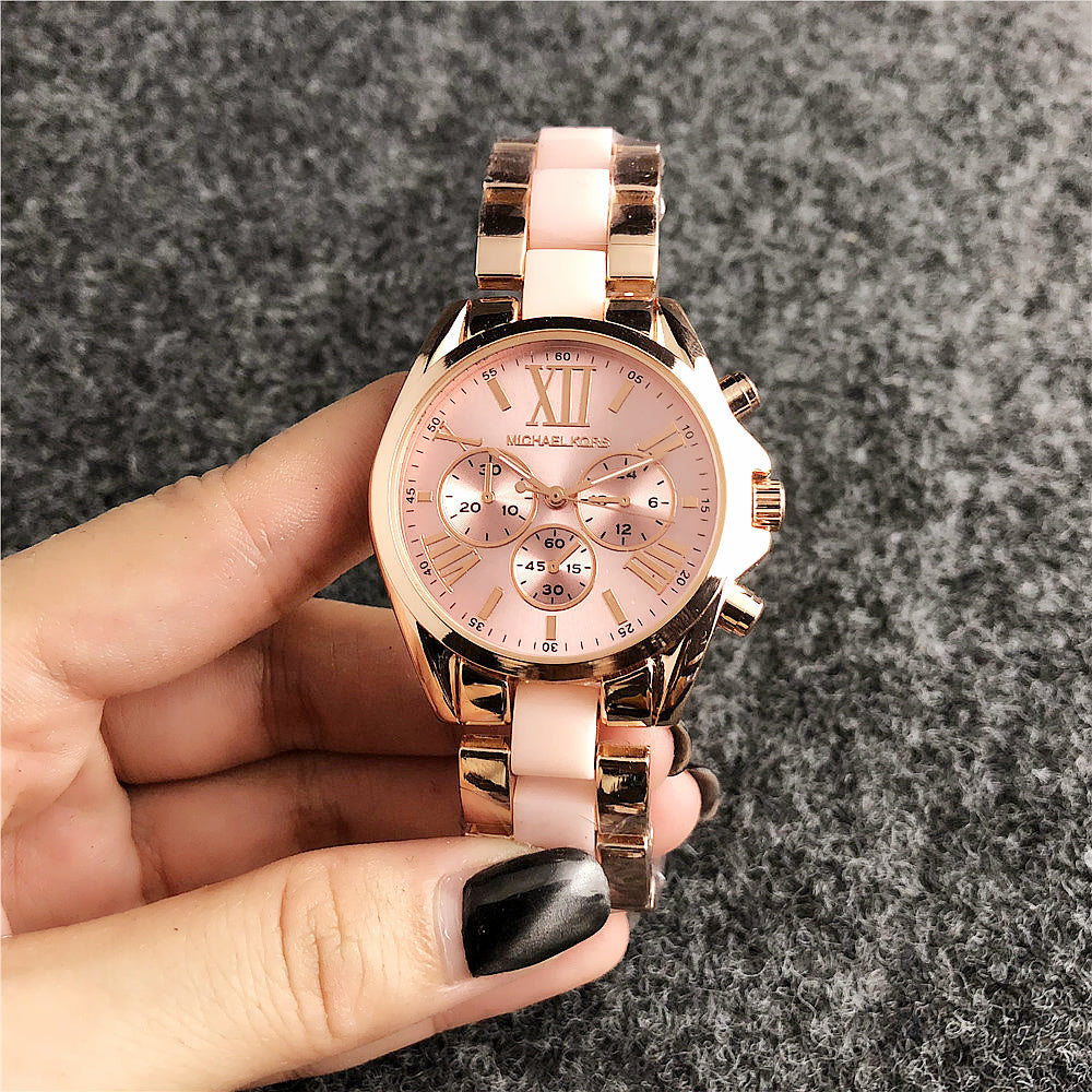 MICHAEL KORS Water Resistant Stainless Steel Ladies Watch - Gold Pink