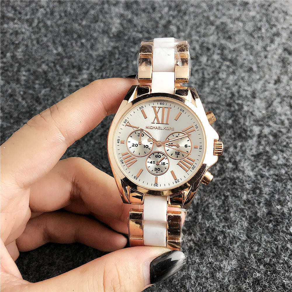 MICHAEL KORS Water Resistant Stainless Steel Ladies Watch - Gold White