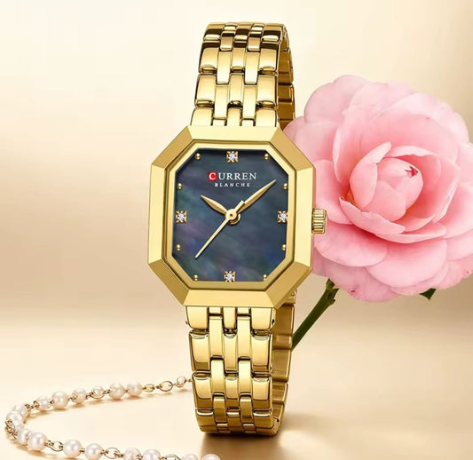 CURREN 9108 Stainless Steel Water Resistant Ladies Watch - Gold Black