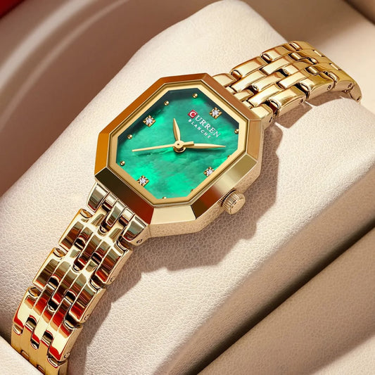CURREN 9108 Stainless Steel Water Resistant Ladies Watch - Gold Green