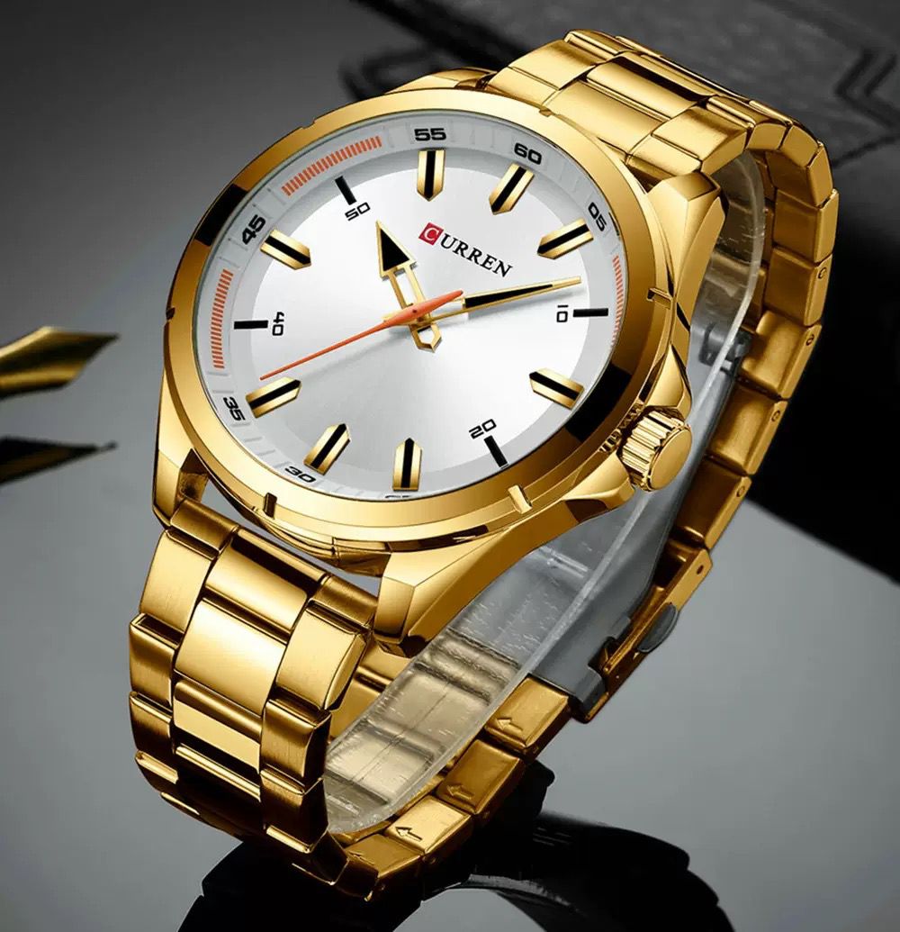 CURREN 8320 Stainless Steel Water Resistant Men's Watch - Gold White