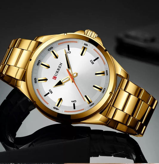 CURREN 8320 Stainless Steel Water Resistant Men's Watch - Gold White