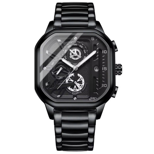 BINBOND 6577 Water Proof Stainless Steel Men's Watch - Silver Black