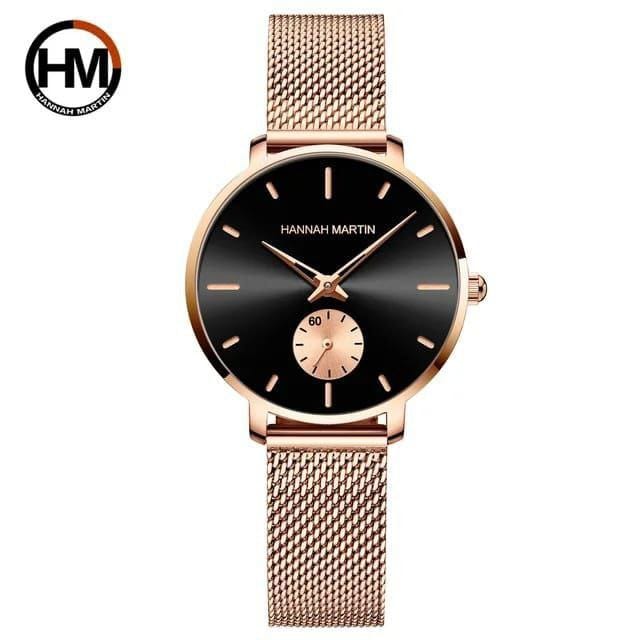 Hannah Martin 1335 Stainless Steel Water Resistant Ladie's Watch - Gold Black