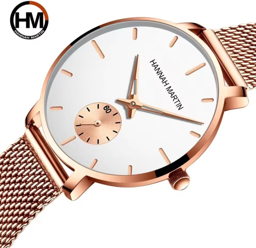 Hannah Martin 1335 Stainless Steel Water Resistant Ladie's Watch - Gold White