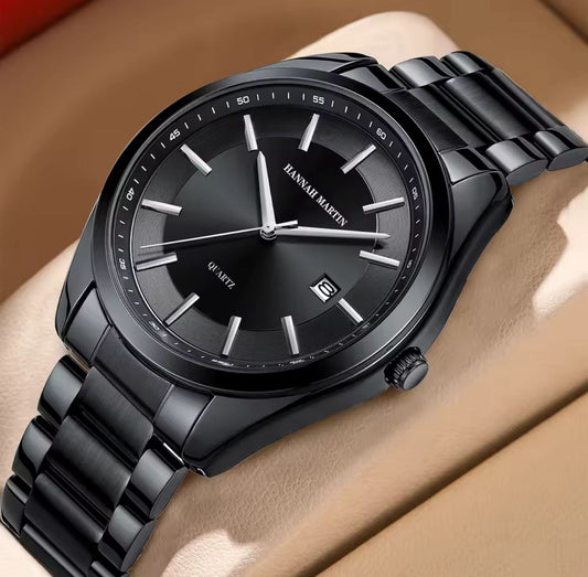 Hannah Martin 1381 Stainless Steel Water Resistant Men's Watch - Black