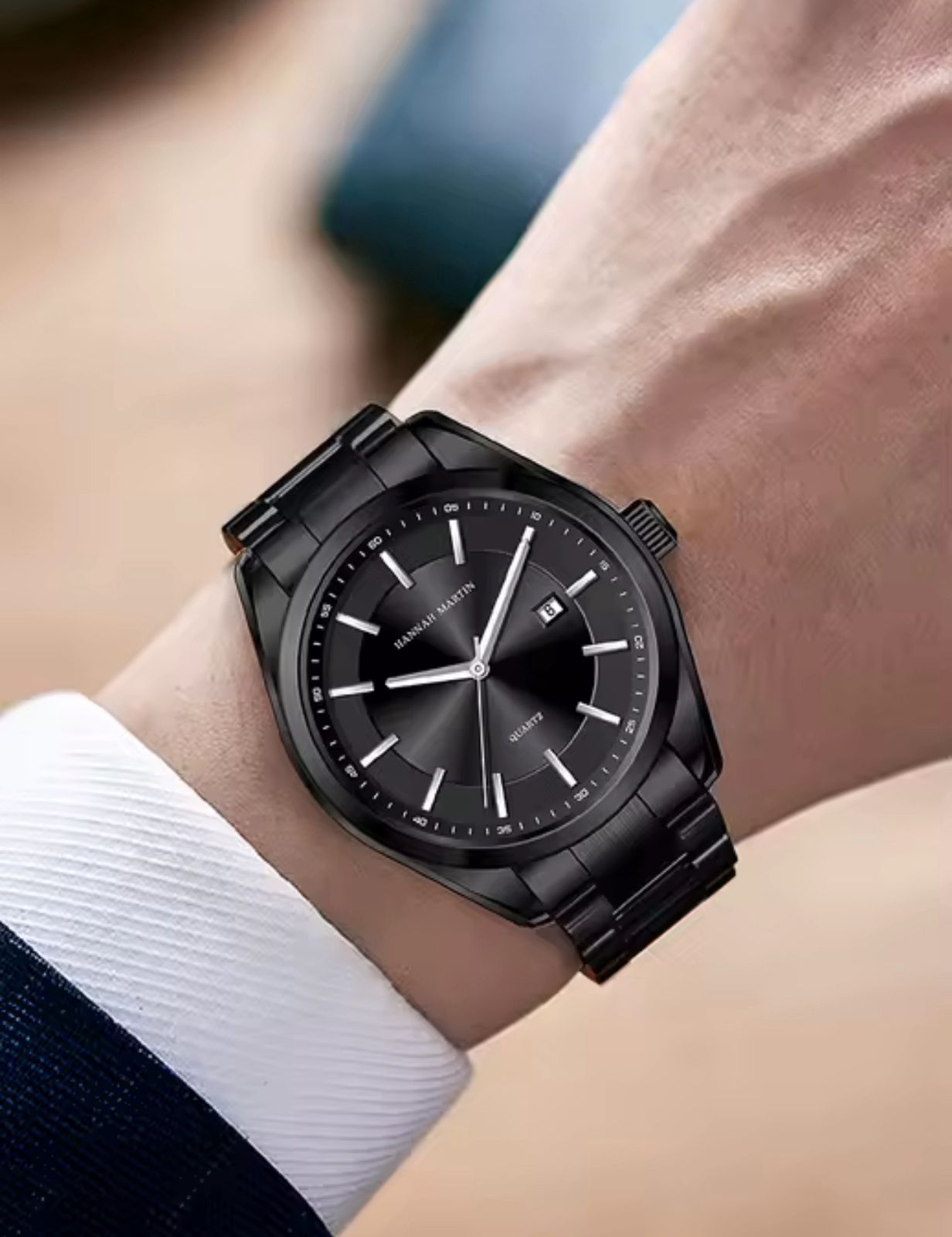 Hannah Martin 1381 Stainless Steel Water Resistant Men's Watch - Black