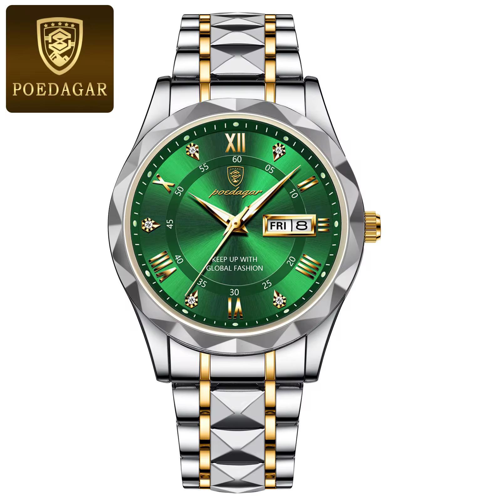 POEDAGAR Waterproof Stainless Steel Men's Watch