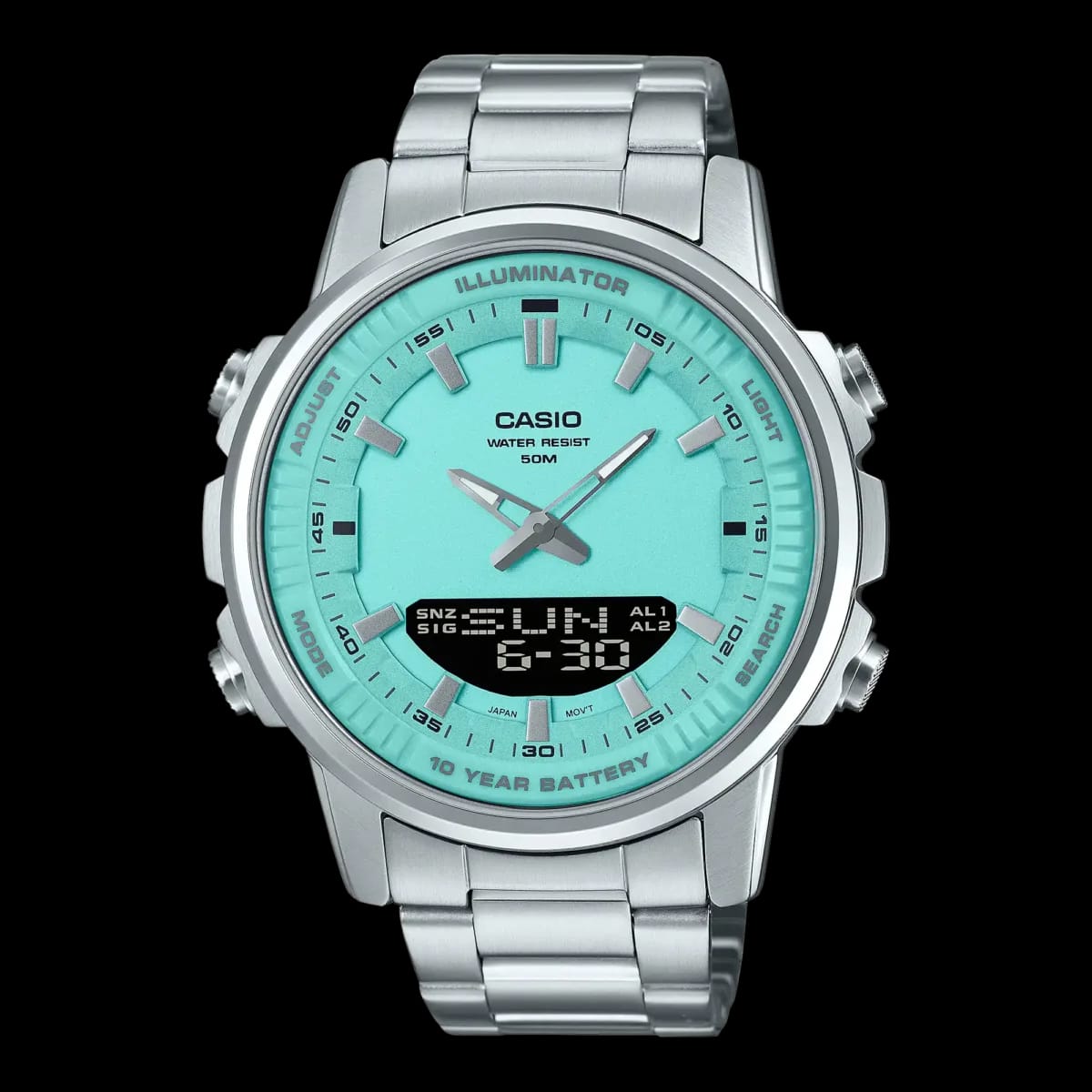 Casio Dual Time Stainless Steel Water Resist