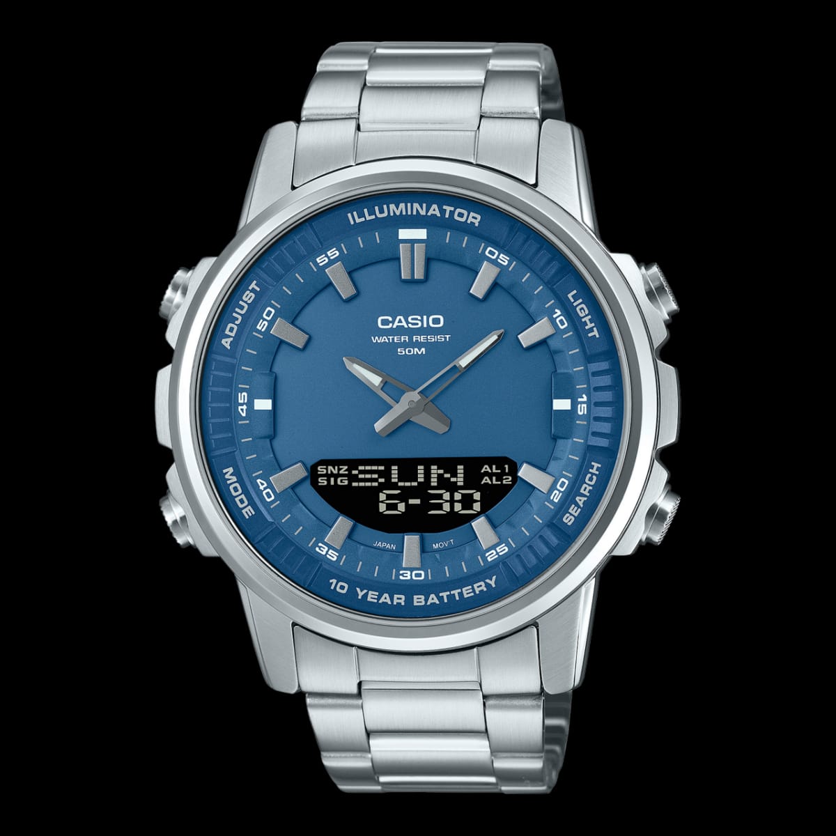 Casio Dual Time Stainless Steel Water Resistant