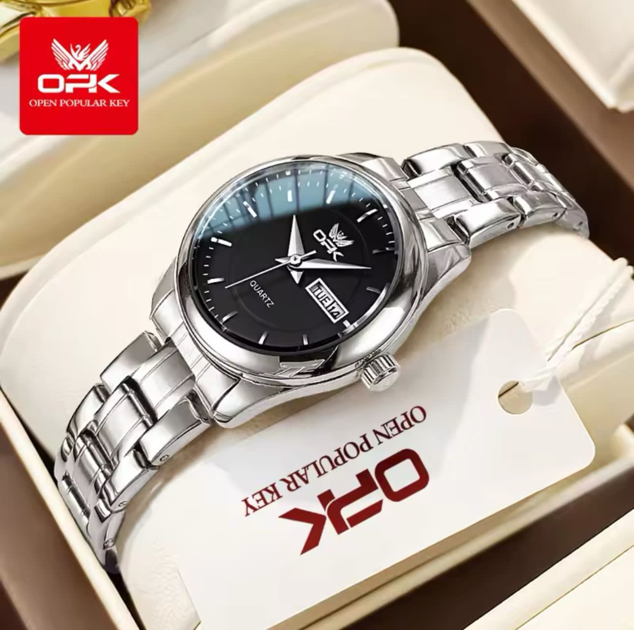 Day and Date Water Resistant Stainless Couple Watches