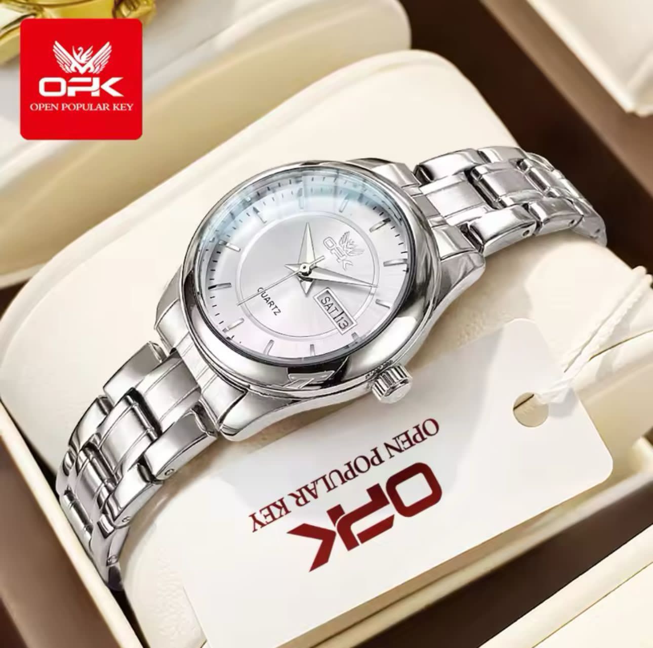 Day and Date Water Resistant Stainless Couple Watches