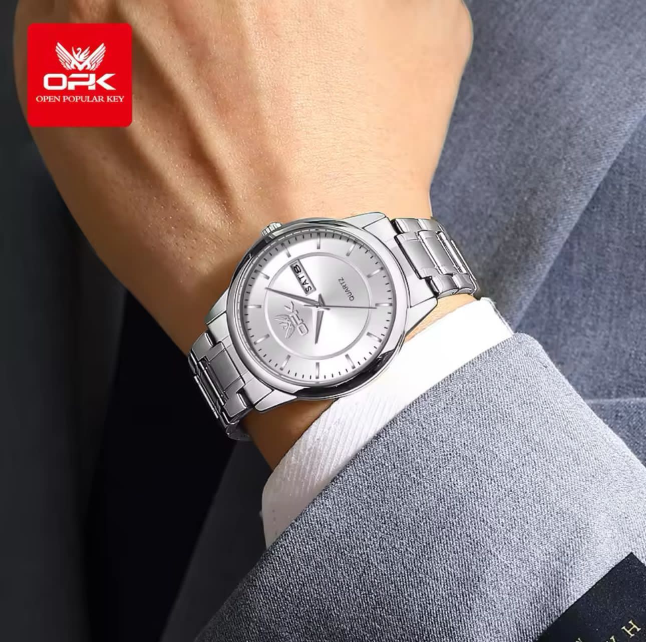 Day and Date Water Resistant Stainless Couple Watches