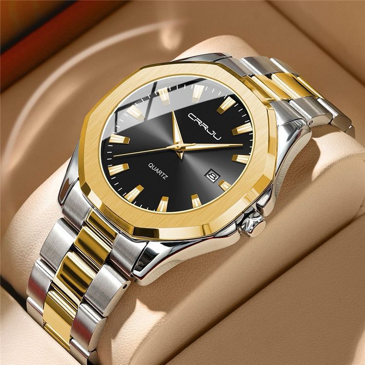 CRRJU Luminous Hands Water Resistant Stainless Steel Men's Watch