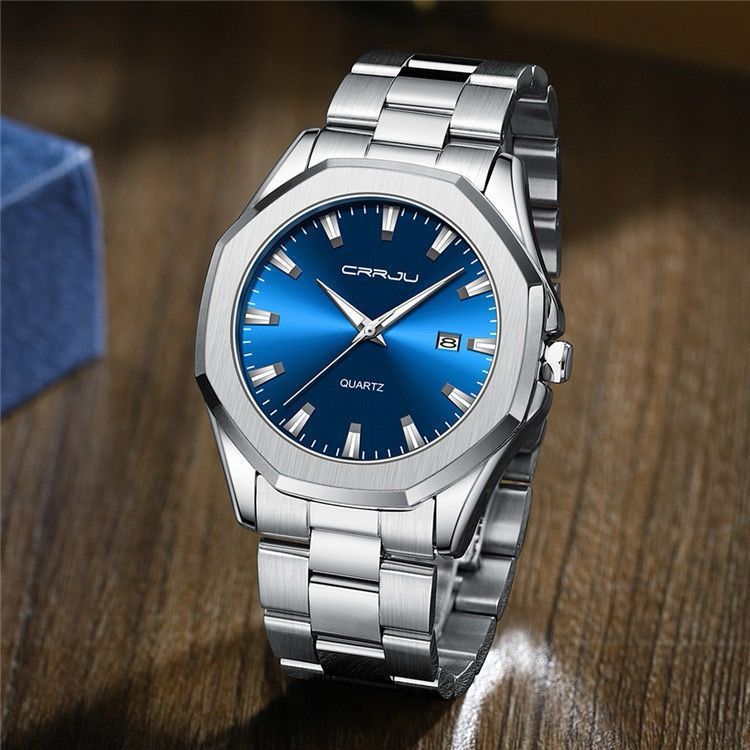 CRRJU Luminous Hands Water Resistant Stainless Steel Men's Watch