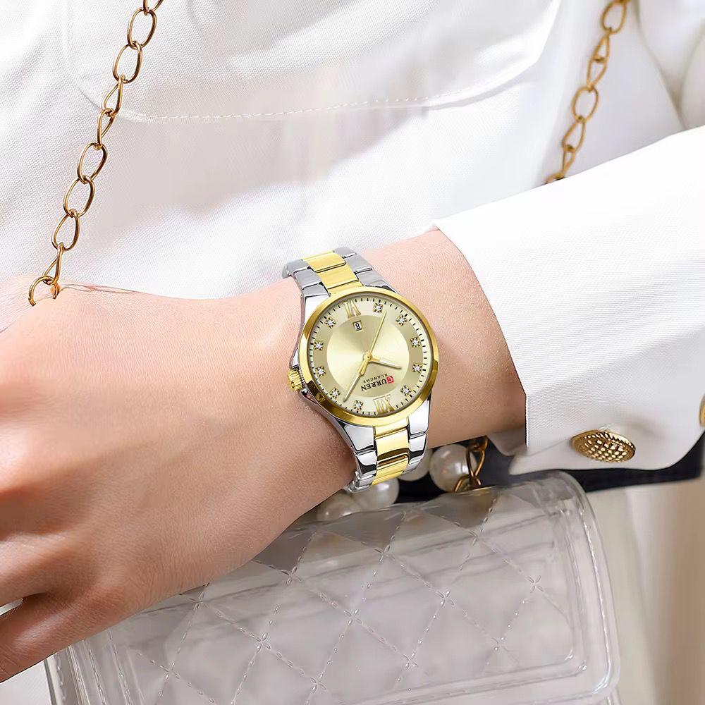 CURREN 9107 Diamond Scale Waterproof Luminous Ladies Watch - 2T Gold