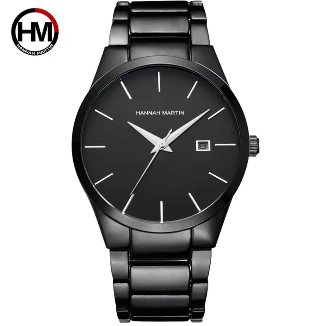 HANNAH MARTIN WaterProof Stainless Steel Couple Watch - Black