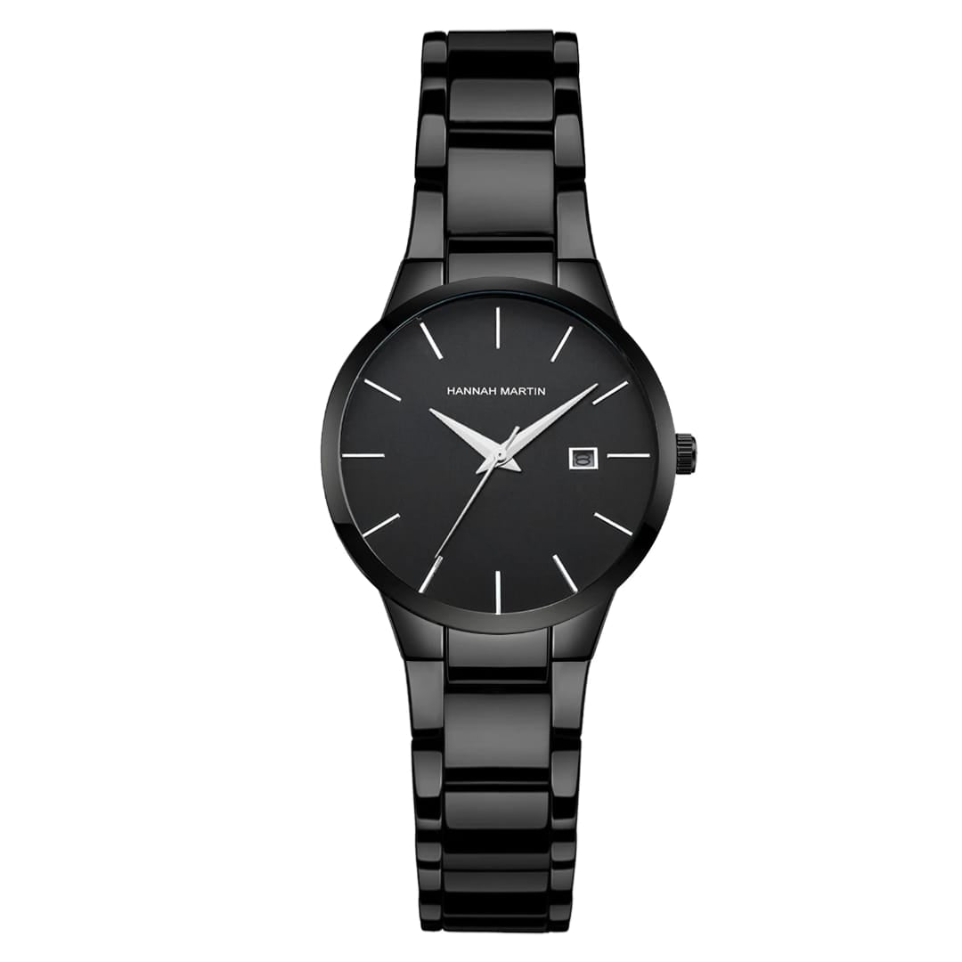HANNAH MARTIN WaterProof Stainless Steel Couple Watch - Black