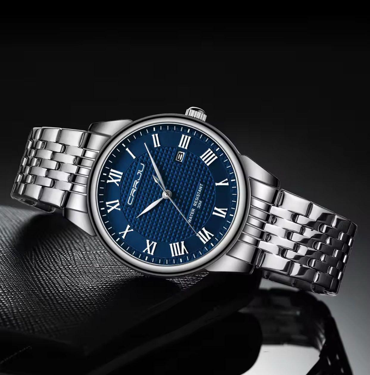 CRRJU 5010 Water Resistant Stainless Steel Men's Watch - Silver