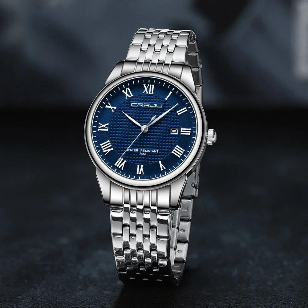 CRRJU 5010 Water Resistant Stainless Steel Men's Watch - Silver