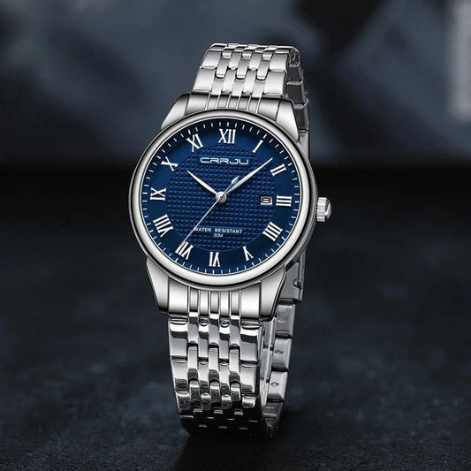 CRRJU 5010 Water Resistant Stainless Steel Men's Watch - Silver
