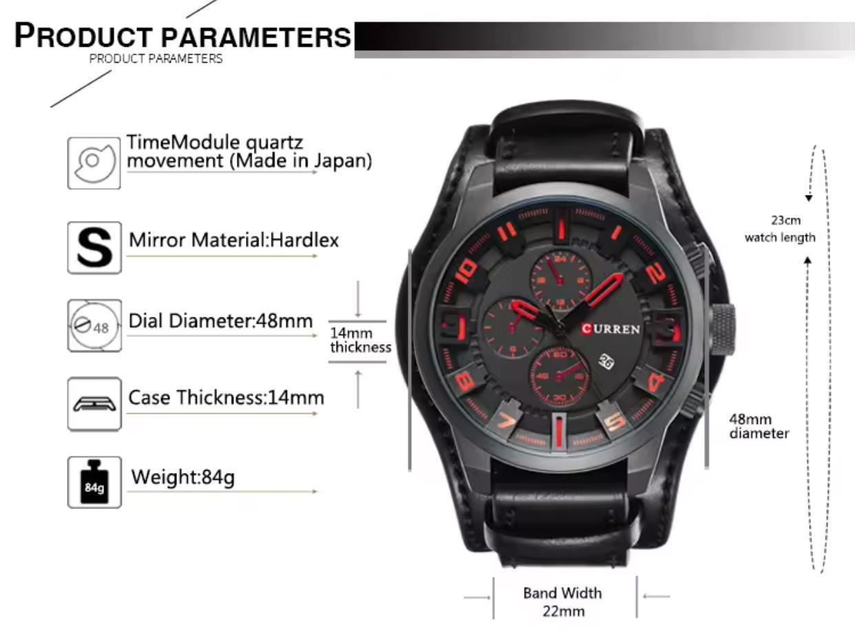 CURREN 8225 Genuine Leather Water Resistant Men's Watch - Coffee Brown