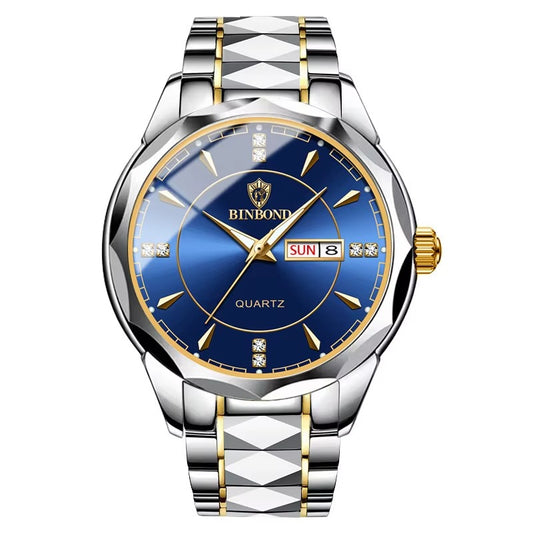 BinBond Day and Date Water Resistant Stainless Men's Watches