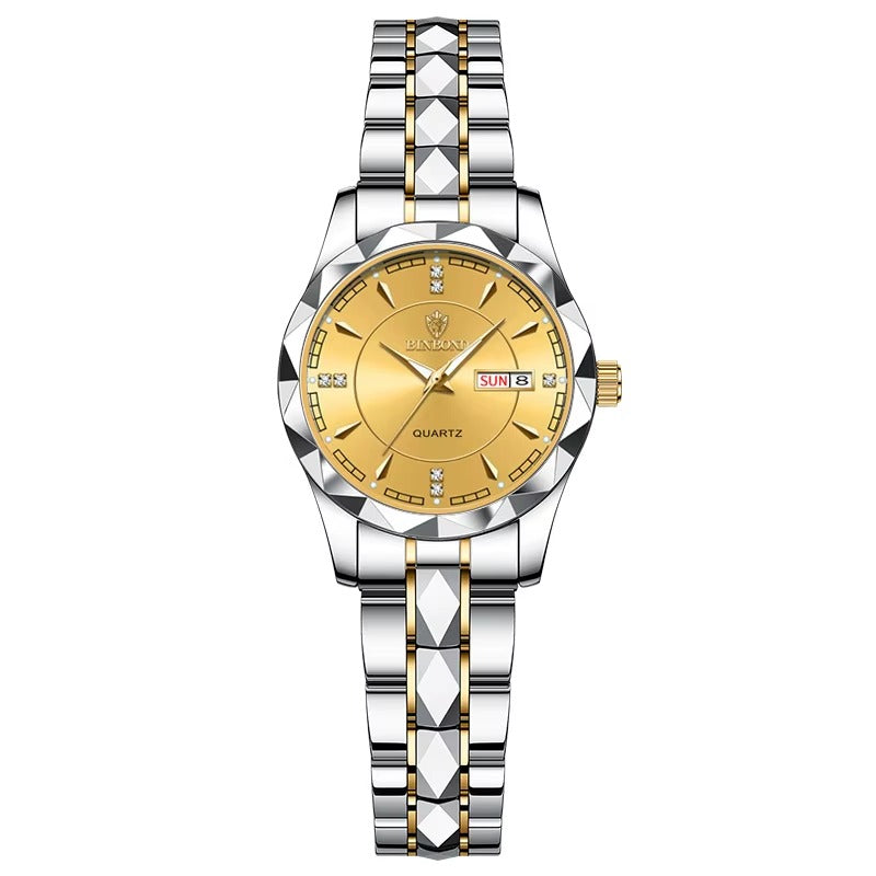 Day and Date Water Resistant Stainless Couple Watches