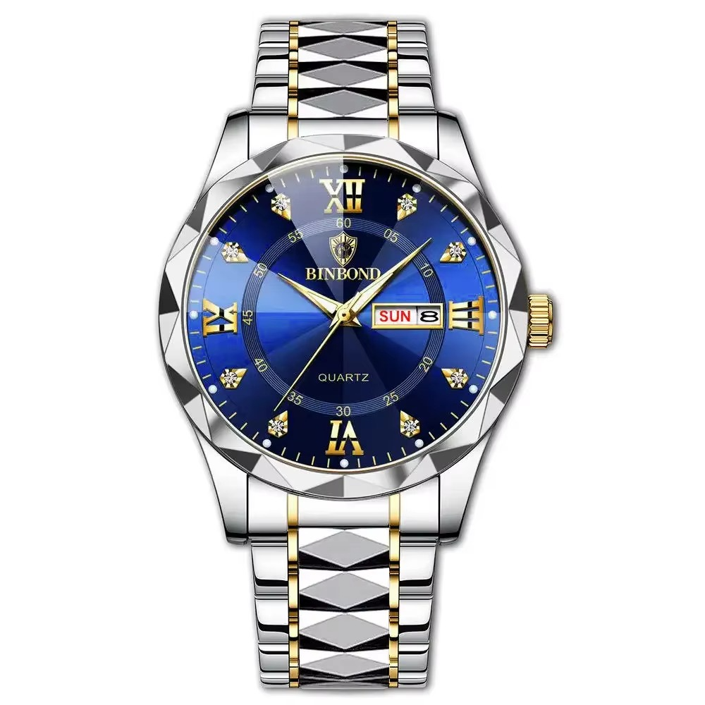 BINBOND 3D Glass Waterproof Luminous Men's Watch