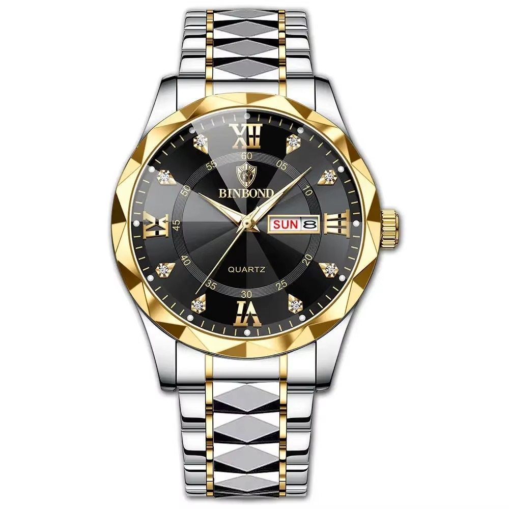 BINBOND 3D Glass Waterproof Luminous Men's Watch