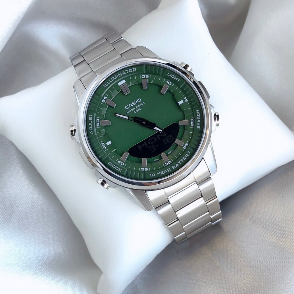 Casio Dual Time Stainless Steel Water Resist